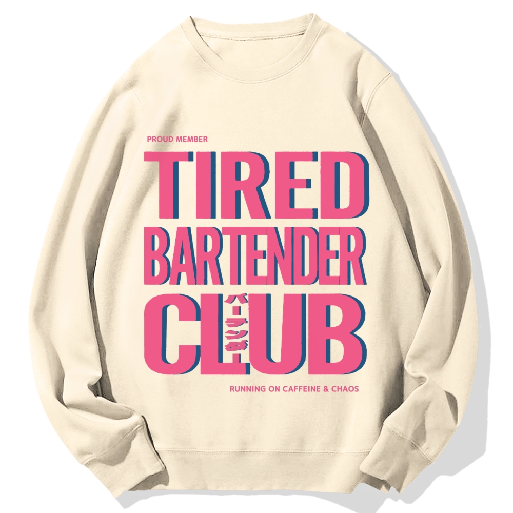 Tired Bartender Club Japanese Katakana Cotton Sweatshirt