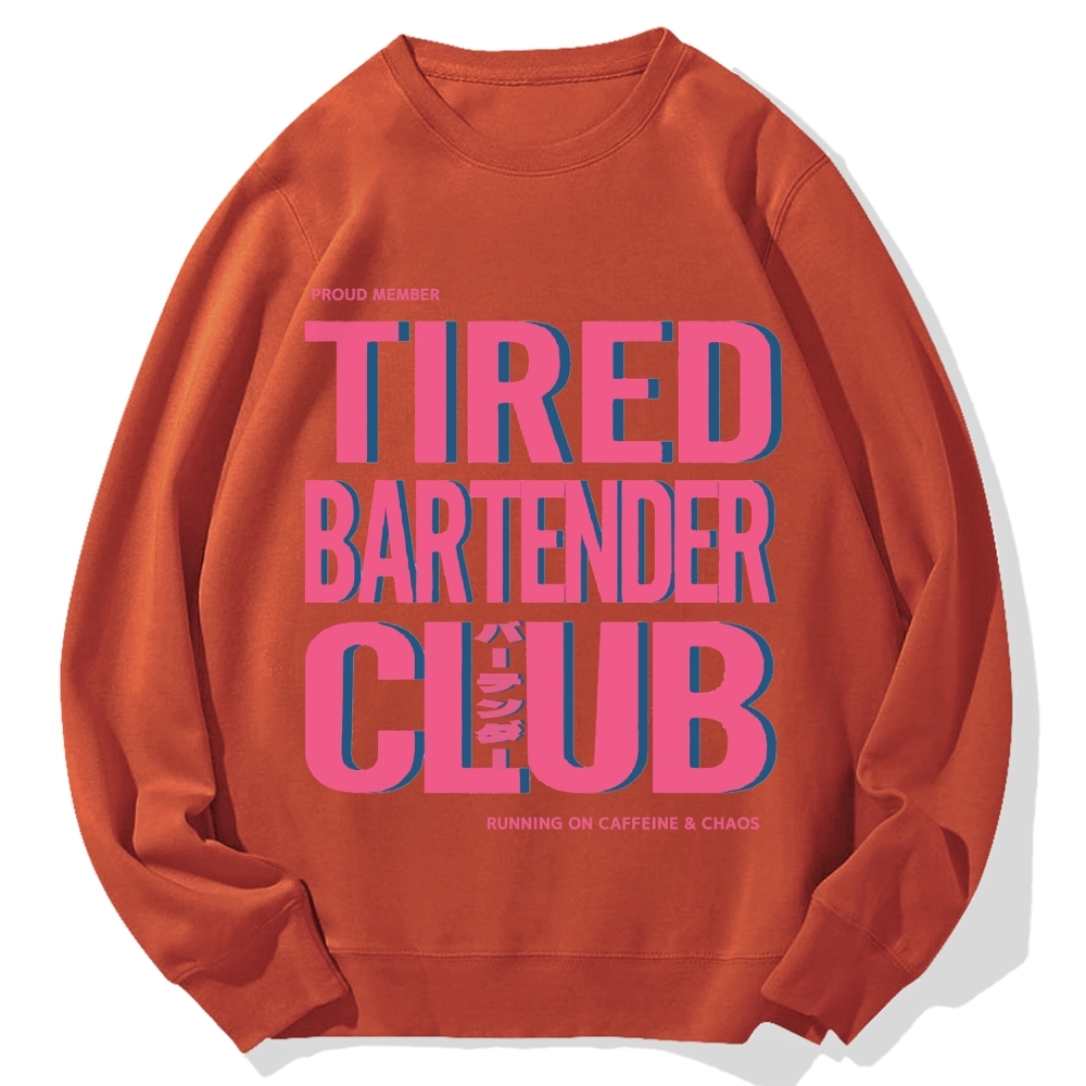 Tired Bartender Club Japanese Katakana Cotton Sweatshirt