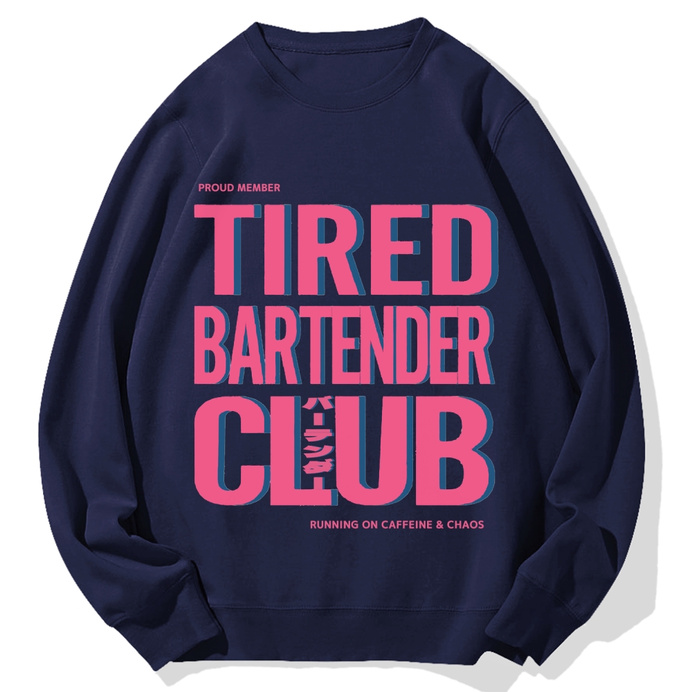 Tired Bartender Club Japanese Katakana Cotton Sweatshirt