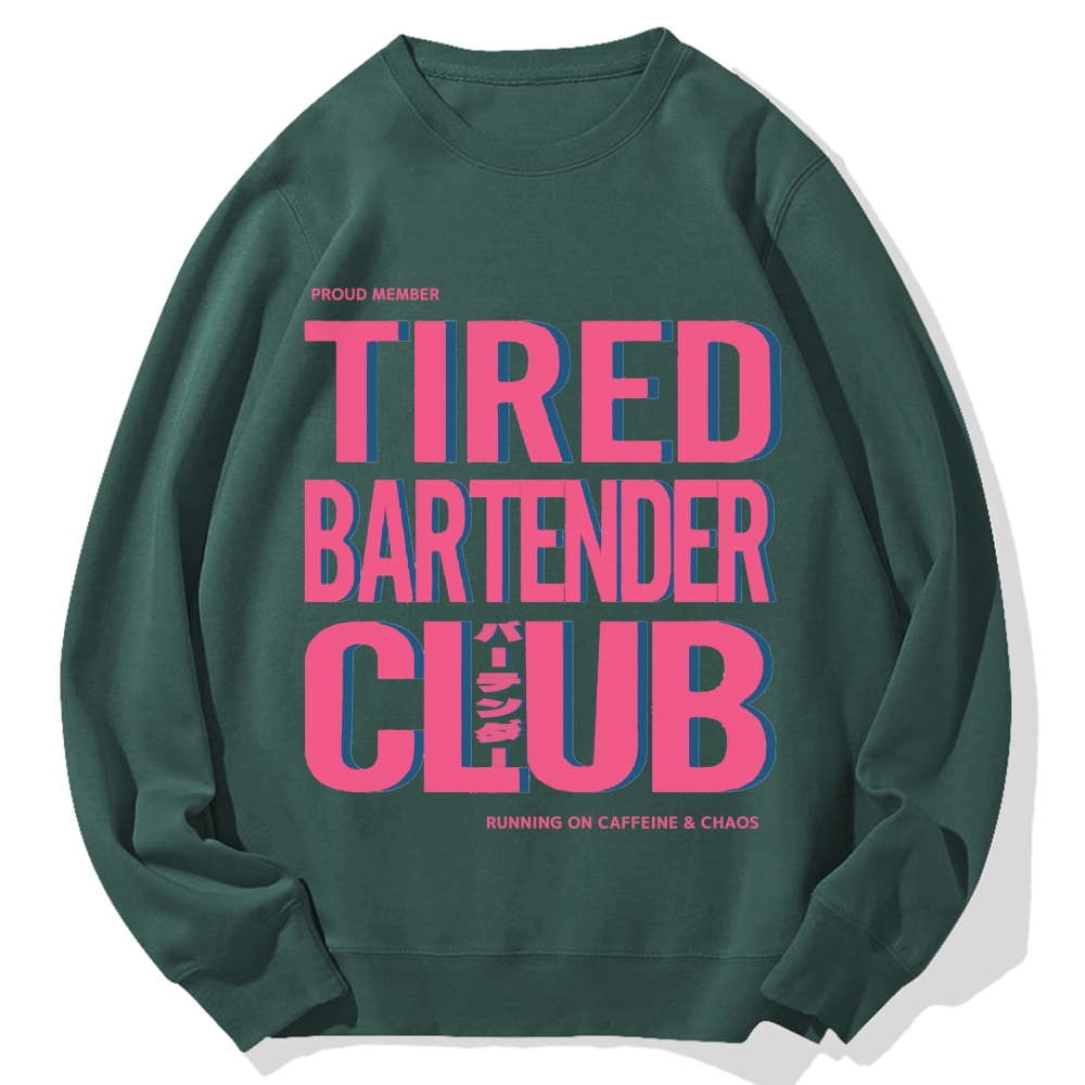 Tired Bartender Club Japanese Katakana Cotton Sweatshirt