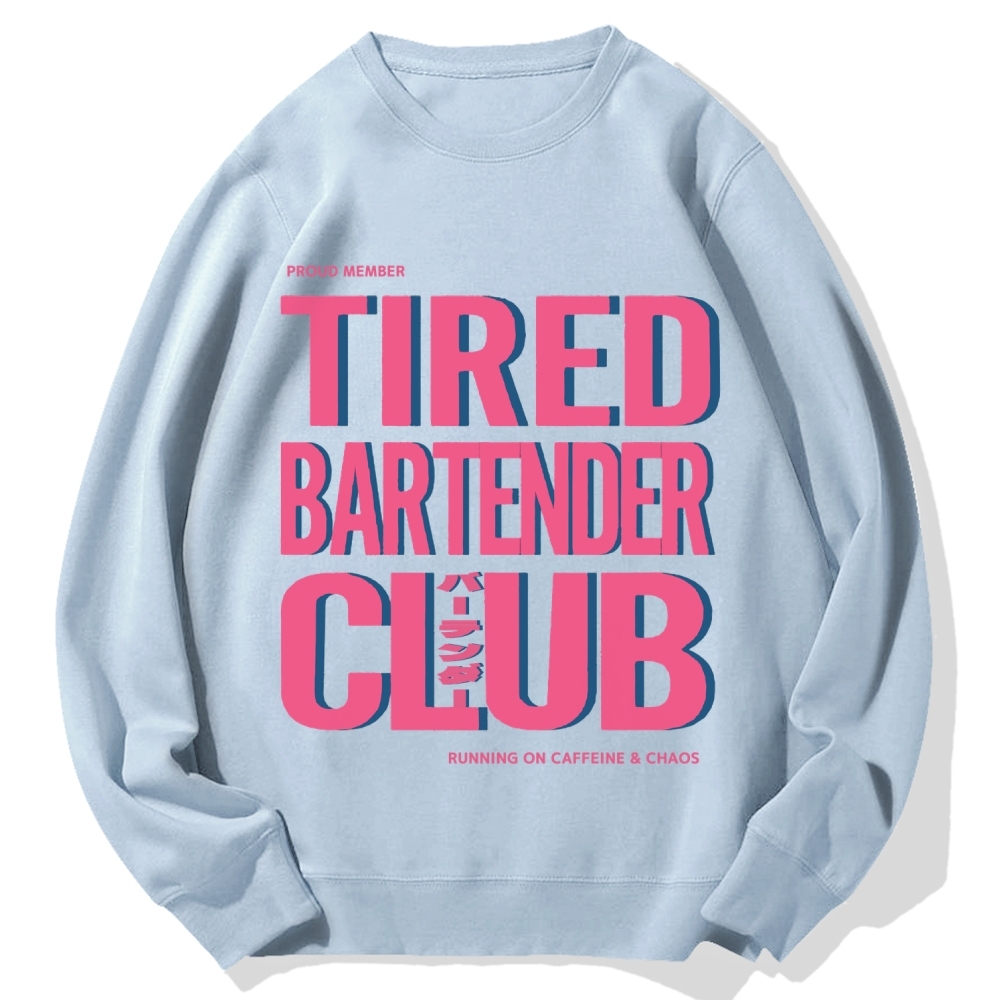 Tired Bartender Club Japanese Katakana Cotton Sweatshirt