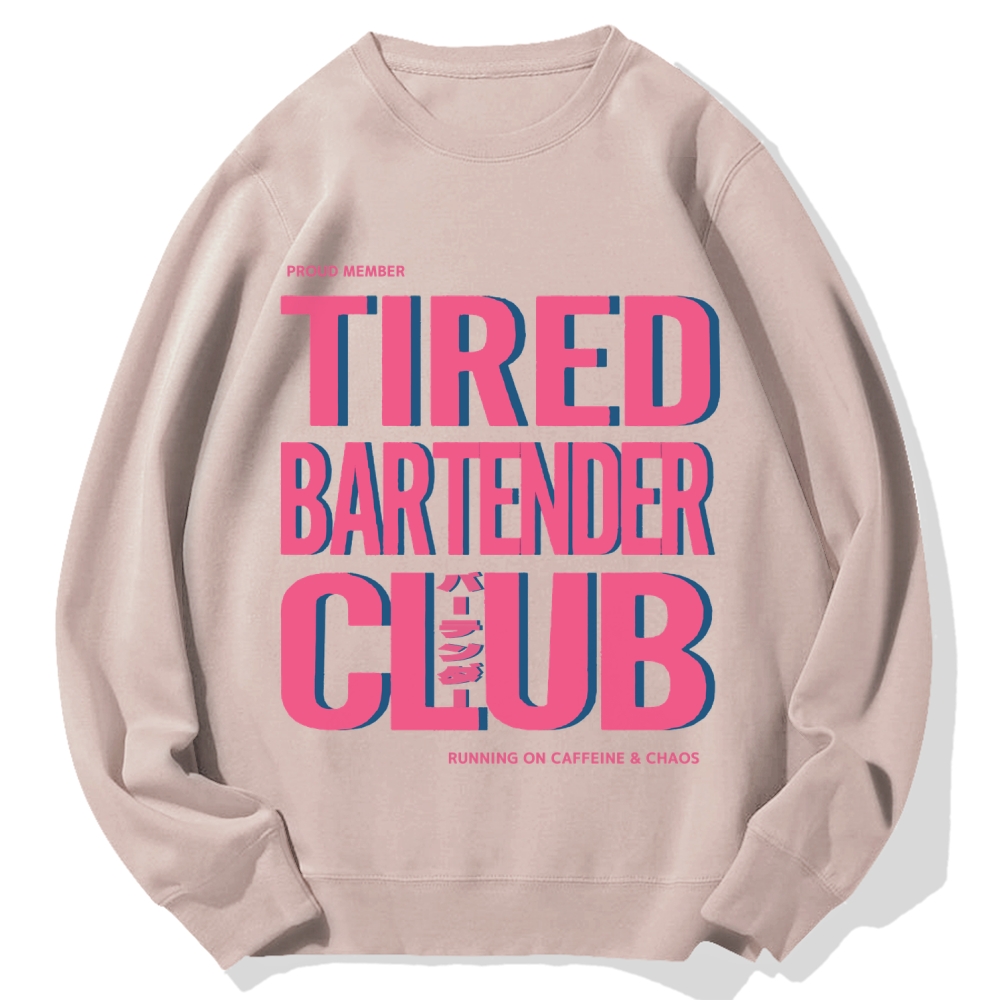 Tired Bartender Club Japanese Katakana Cotton Sweatshirt