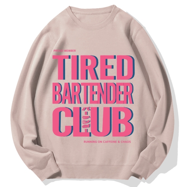 Tired Bartender Club Japanese Katakana Cotton Sweatshirt