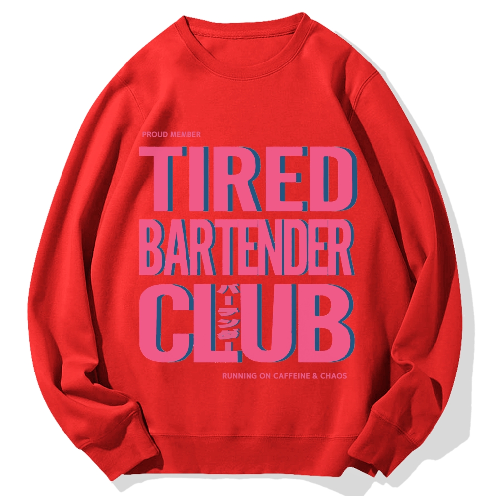 Tired Bartender Club Japanese Katakana Cotton Sweatshirt