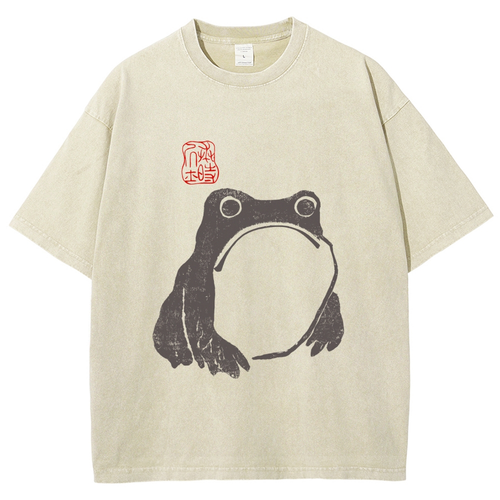 Matsumoto Hoji Woodblock Print Frog Washed T-Shirt