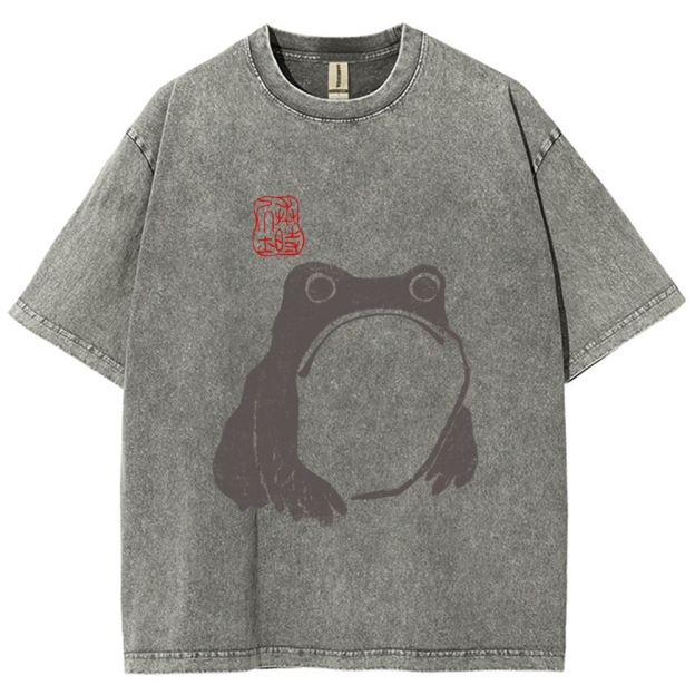 Matsumoto Hoji Woodblock Print Frog Washed T-Shirt