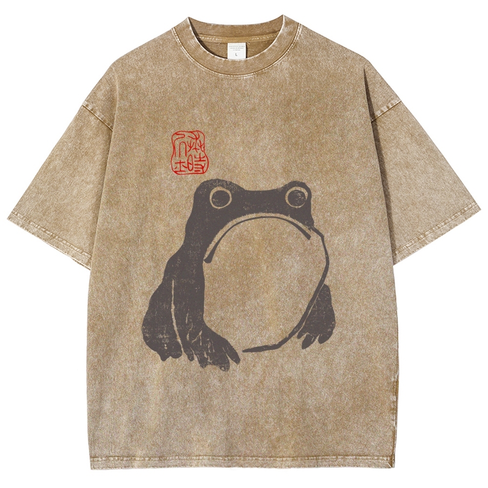 Matsumoto Hoji Woodblock Print Frog Washed T-Shirt