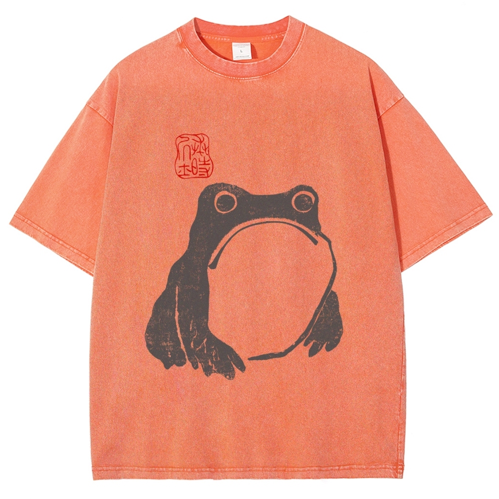 Matsumoto Hoji Woodblock Print Frog Washed T-Shirt