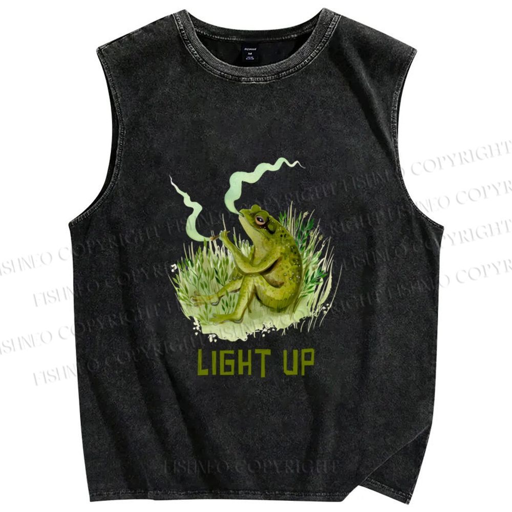 Unisex Chill Frog Light Up Printed Washed Tank Top