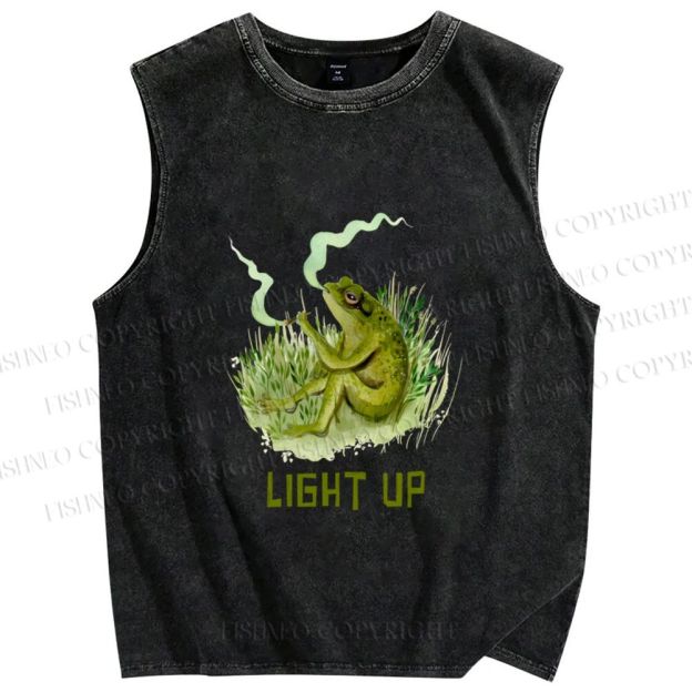 Unisex Chill Frog Light Up Printed Washed Tank Top