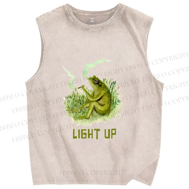 Unisex Chill Frog Light Up Printed Washed Tank Top