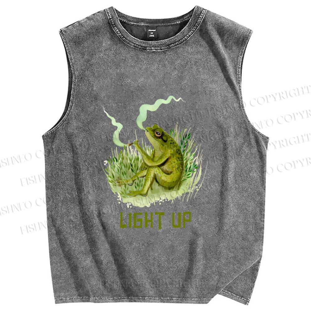 Unisex Chill Frog Light Up Printed Washed Tank Top