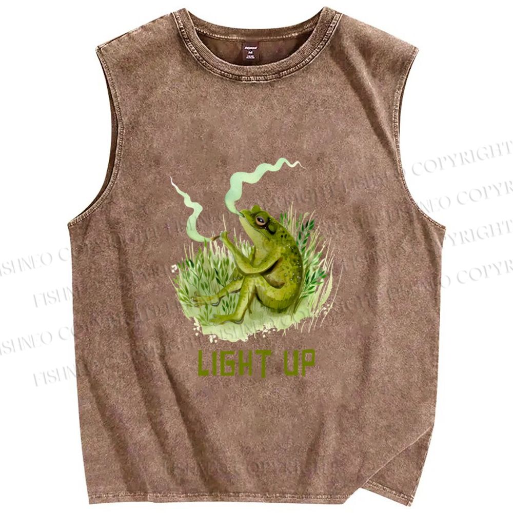 Unisex Chill Frog Light Up Printed Washed Tank Top