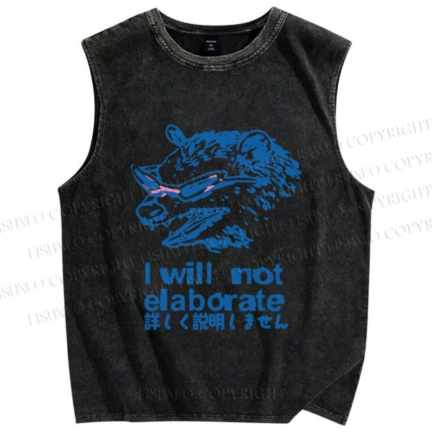 Unisex Japanese Raccoon Will Not Elaborate Printed Washed Tank Top