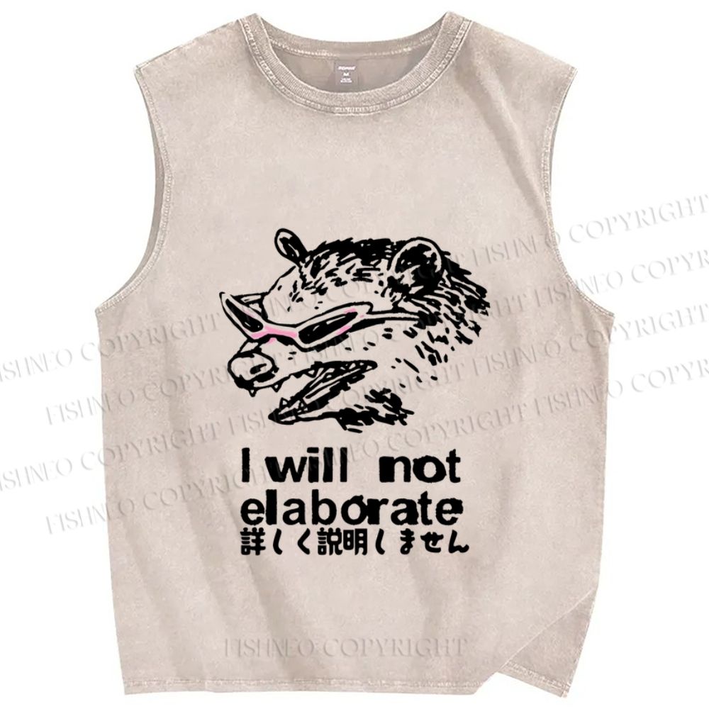 Unisex Japanese Raccoon Will Not Elaborate Printed Washed Tank Top