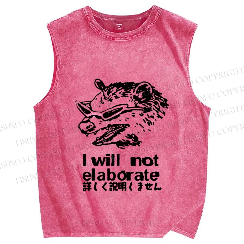Unisex Japanese Raccoon Will Not Elaborate Printed Washed Tank Top