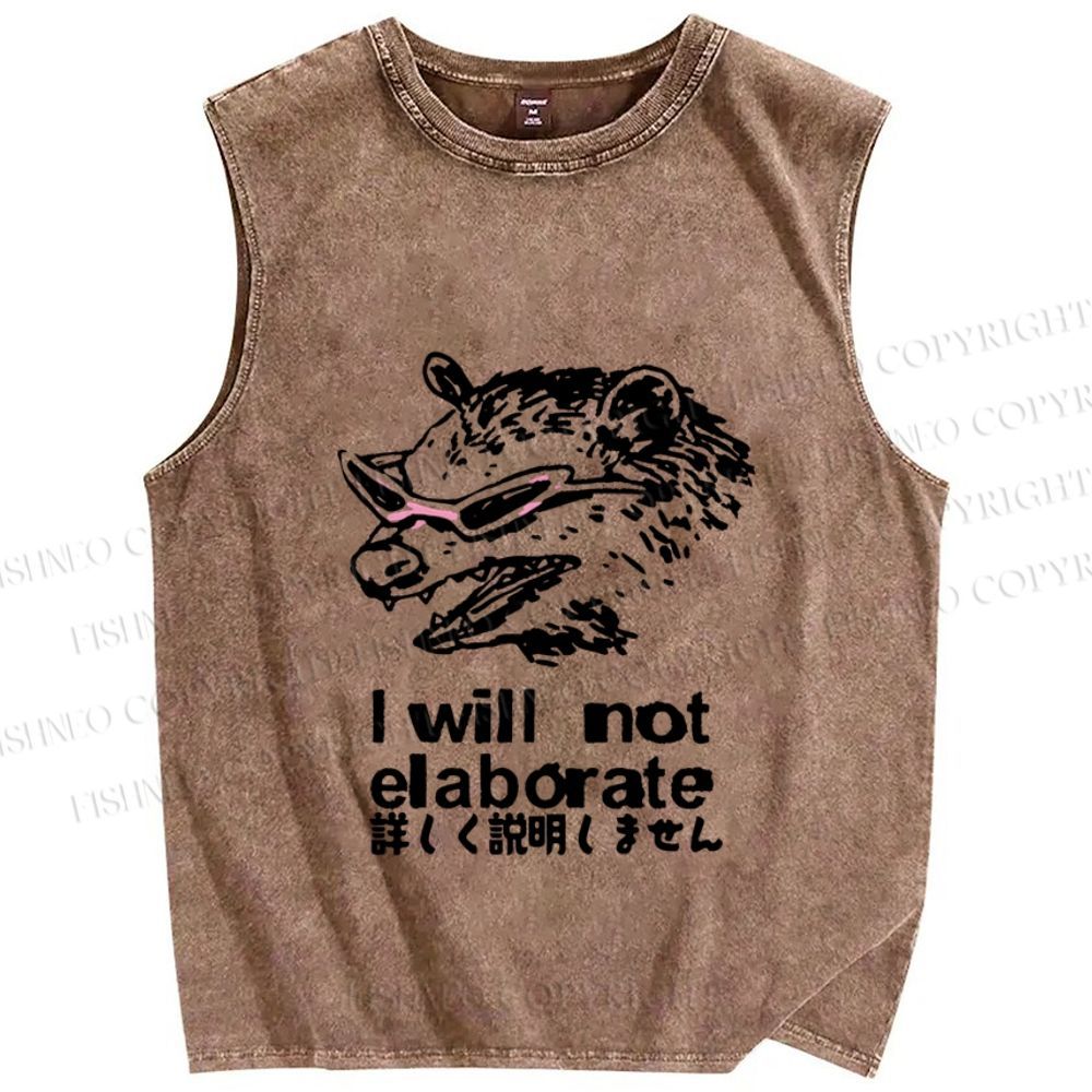 Unisex Japanese Raccoon Will Not Elaborate Printed Washed Tank Top