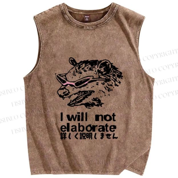 Unisex Japanese Raccoon Will Not Elaborate Printed Washed Tank Top