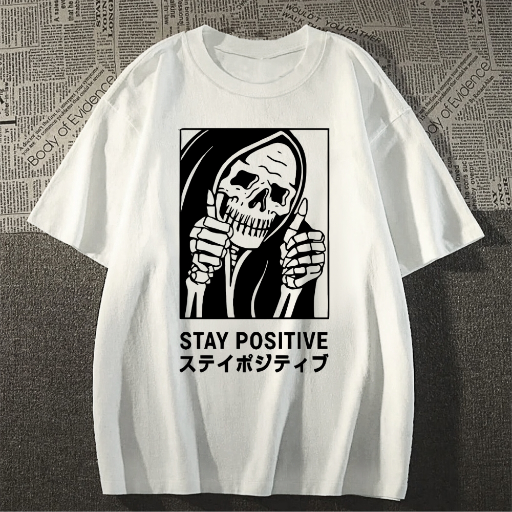 Stay Positive Skull Japanese Style Classic Tee