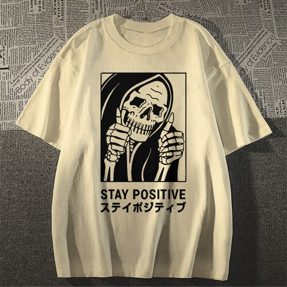 Stay Positive Skull Japanese Style Classic Tee