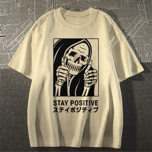Stay Positive Skull Japanese Style Classic Tee