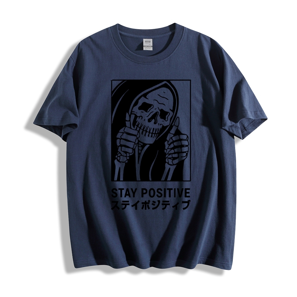 Stay Positive Skull Japanese Style Classic Tee