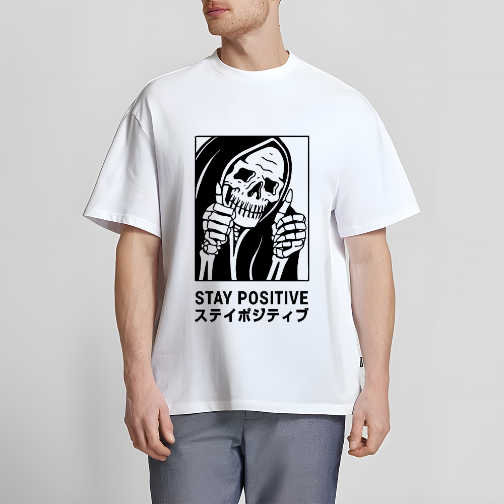 Stay Positive Skull Japanese Style Classic Tee