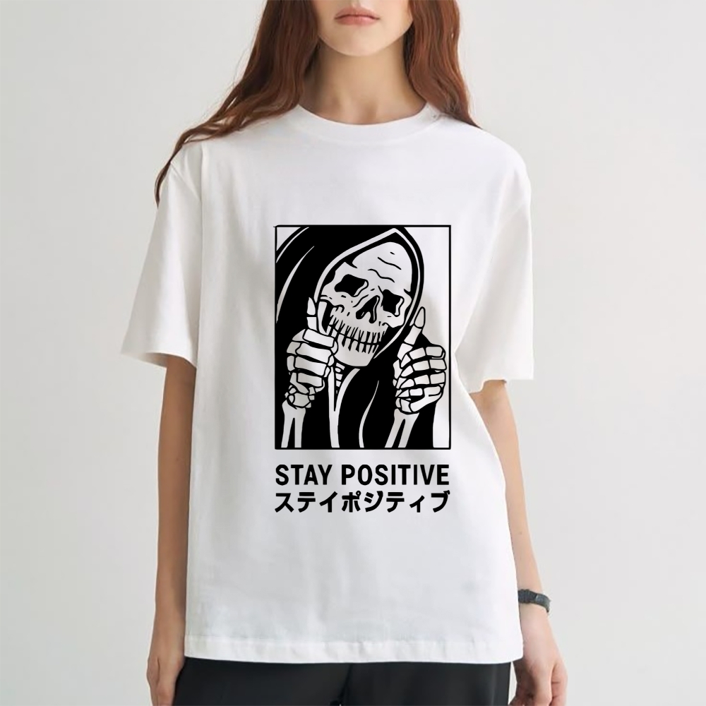 Stay Positive Skull Japanese Style Classic Tee
