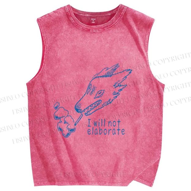 Unisex I will not elaborate Smoking  Wolf Printed Washed Tank Top