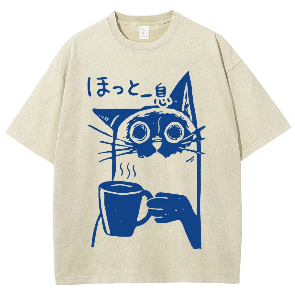 Resting Cat Vintage Washed T-shirt