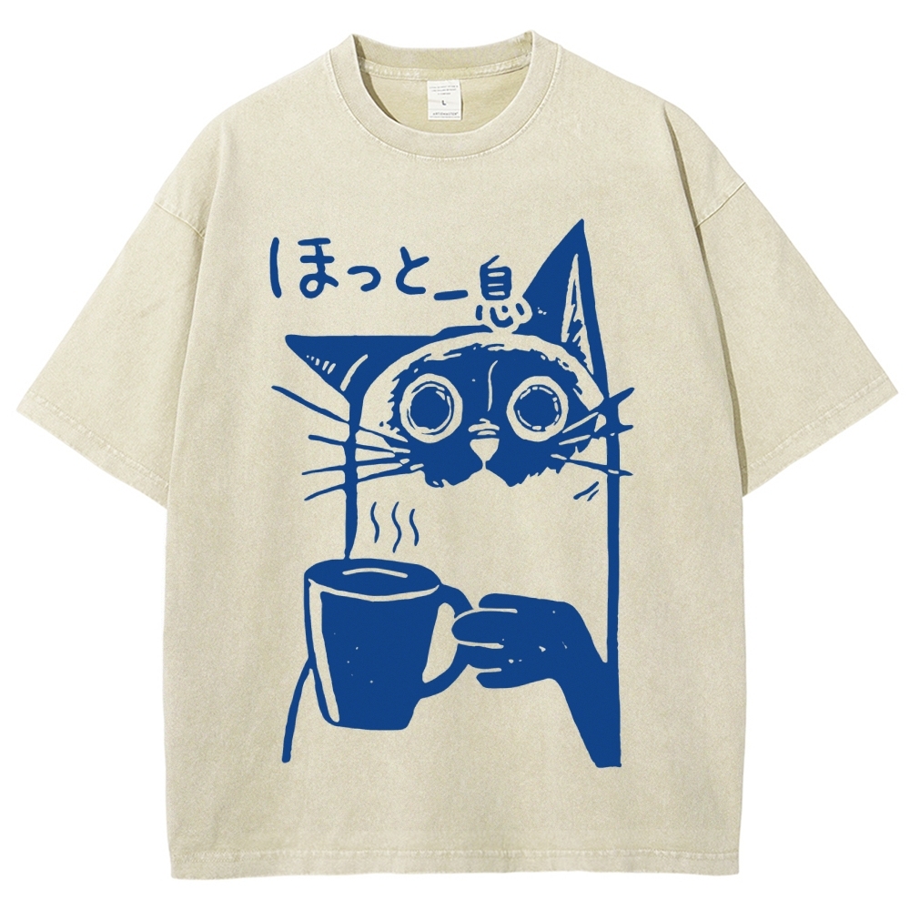 Resting Cat Vintage Washed T-shirt