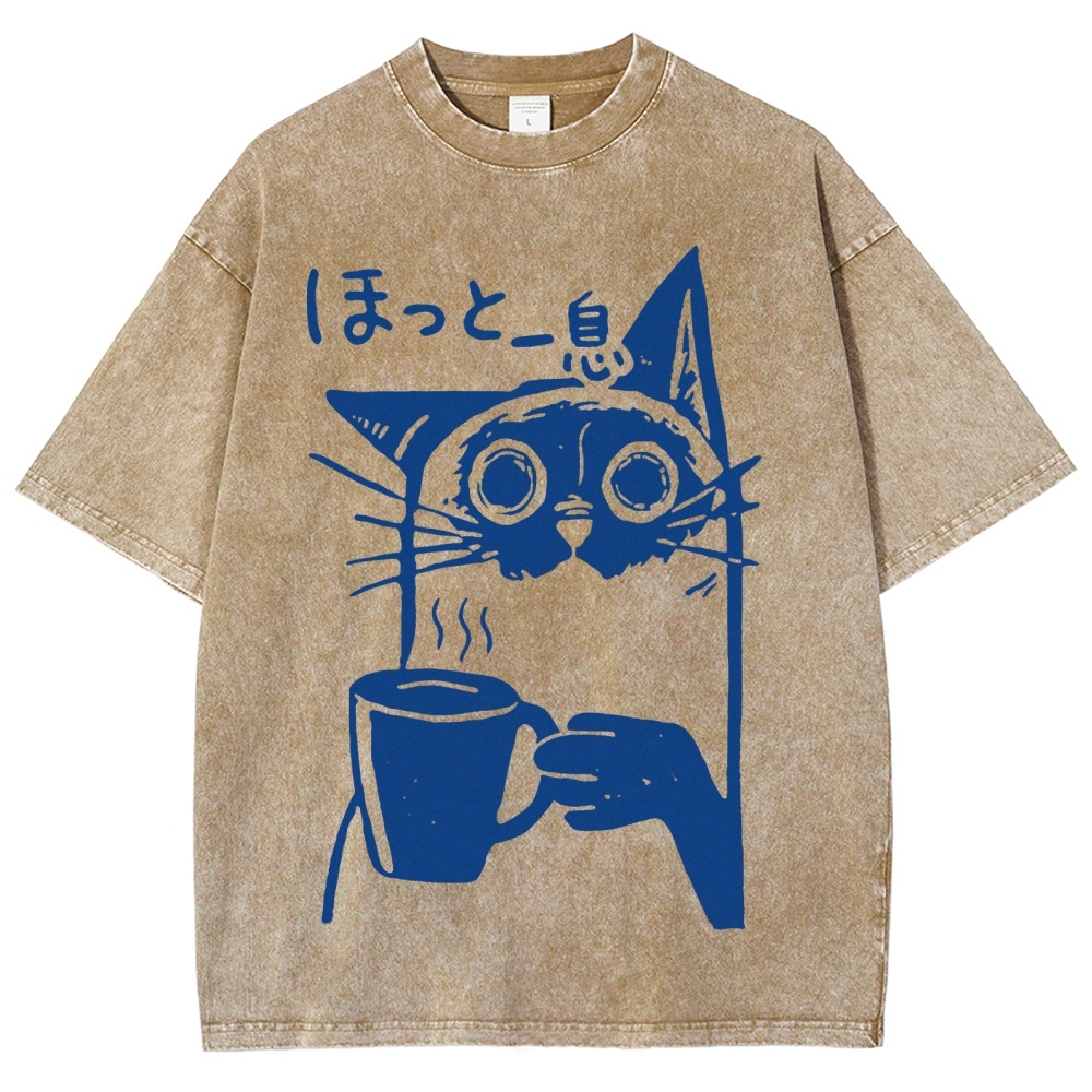 Resting Cat Vintage Washed T-shirt