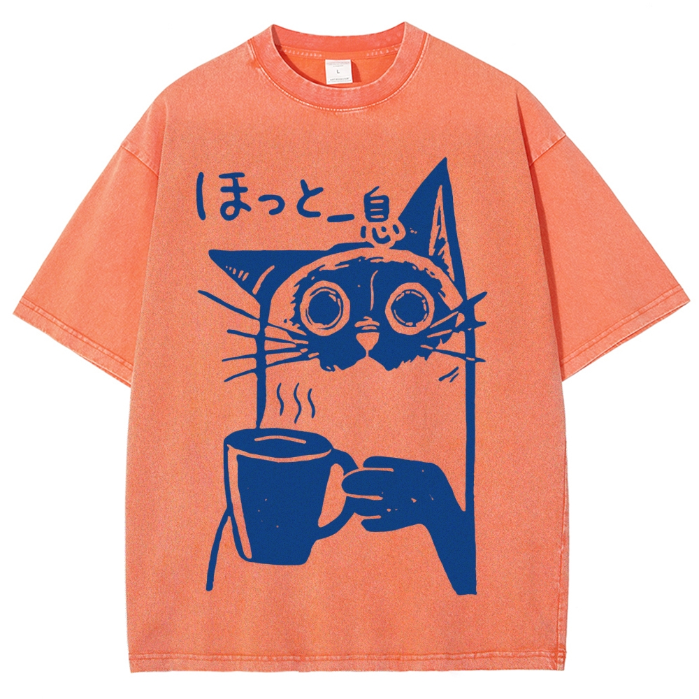 Resting Cat Vintage Washed T-shirt
