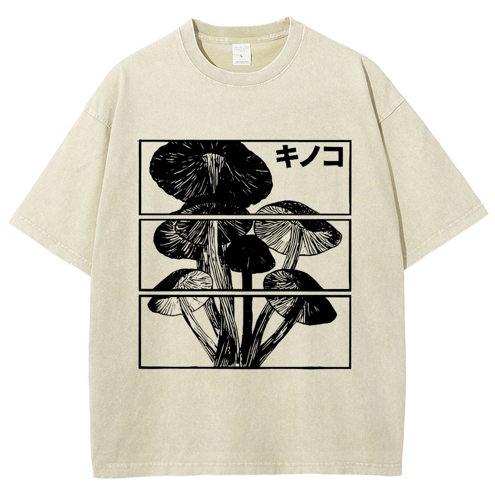 Japanese Mushrooms Washed T-Shirt