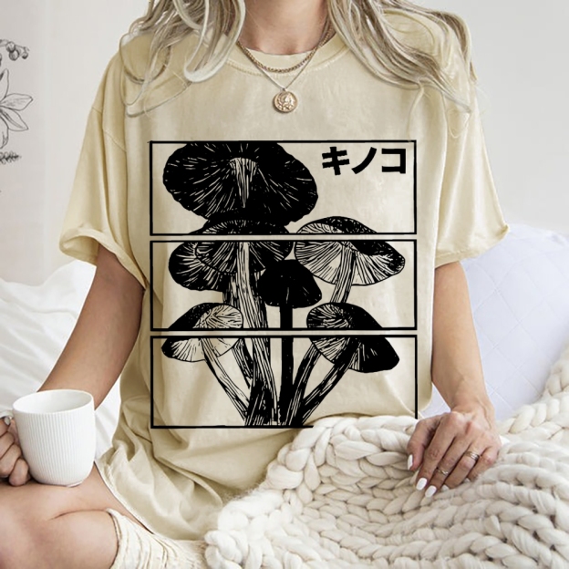 Japanese Mushrooms Washed T-Shirt