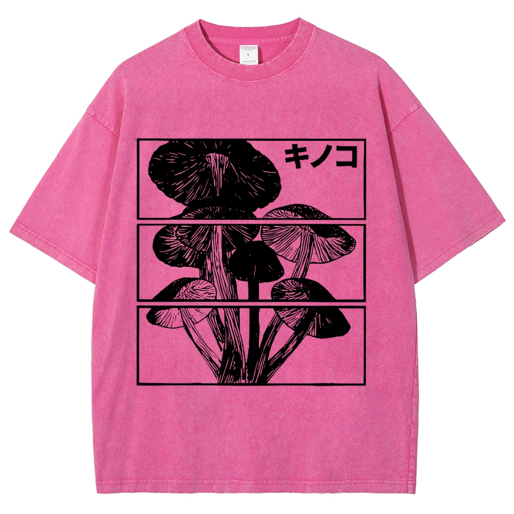 Japanese Mushrooms Washed T-Shirt