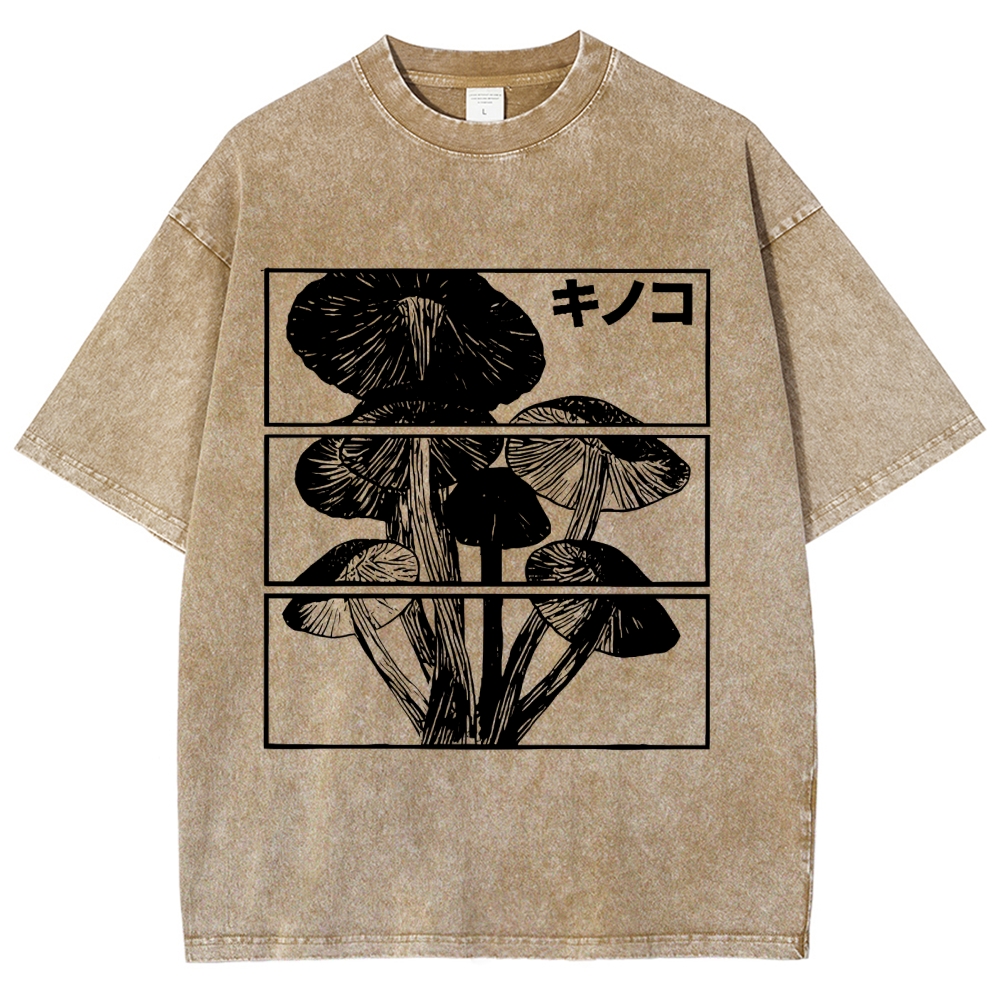 Japanese Mushrooms Washed T-Shirt