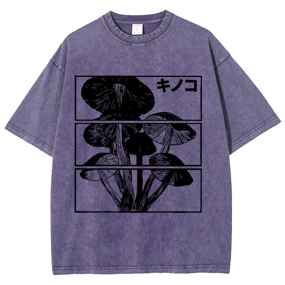 Japanese Mushrooms Washed T-Shirt