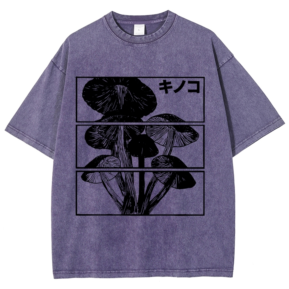 Japanese Mushrooms Washed T-Shirt