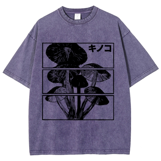Japanese Mushrooms Washed T-Shirt