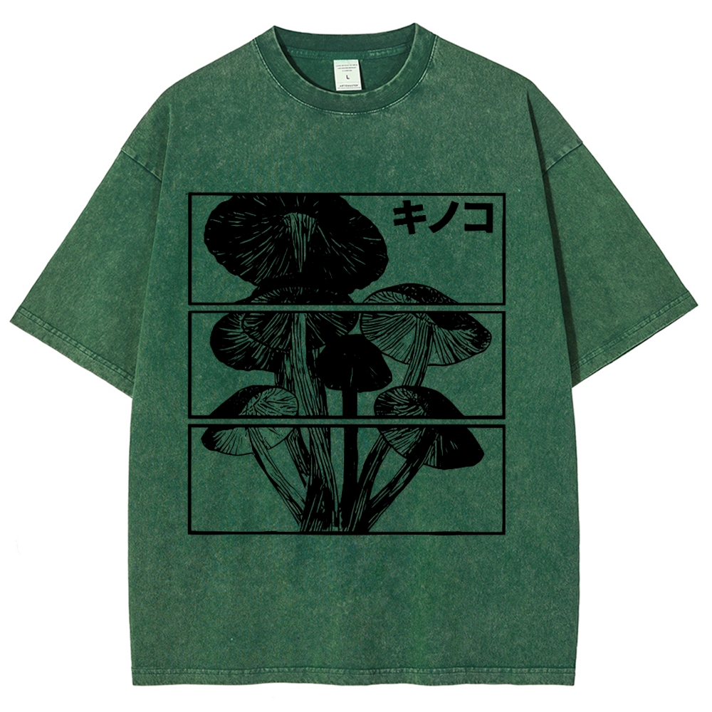 Japanese Mushrooms Washed T-Shirt