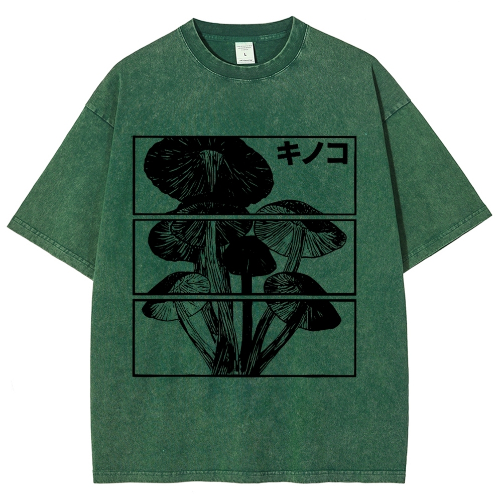Japanese Mushrooms Washed T-Shirt