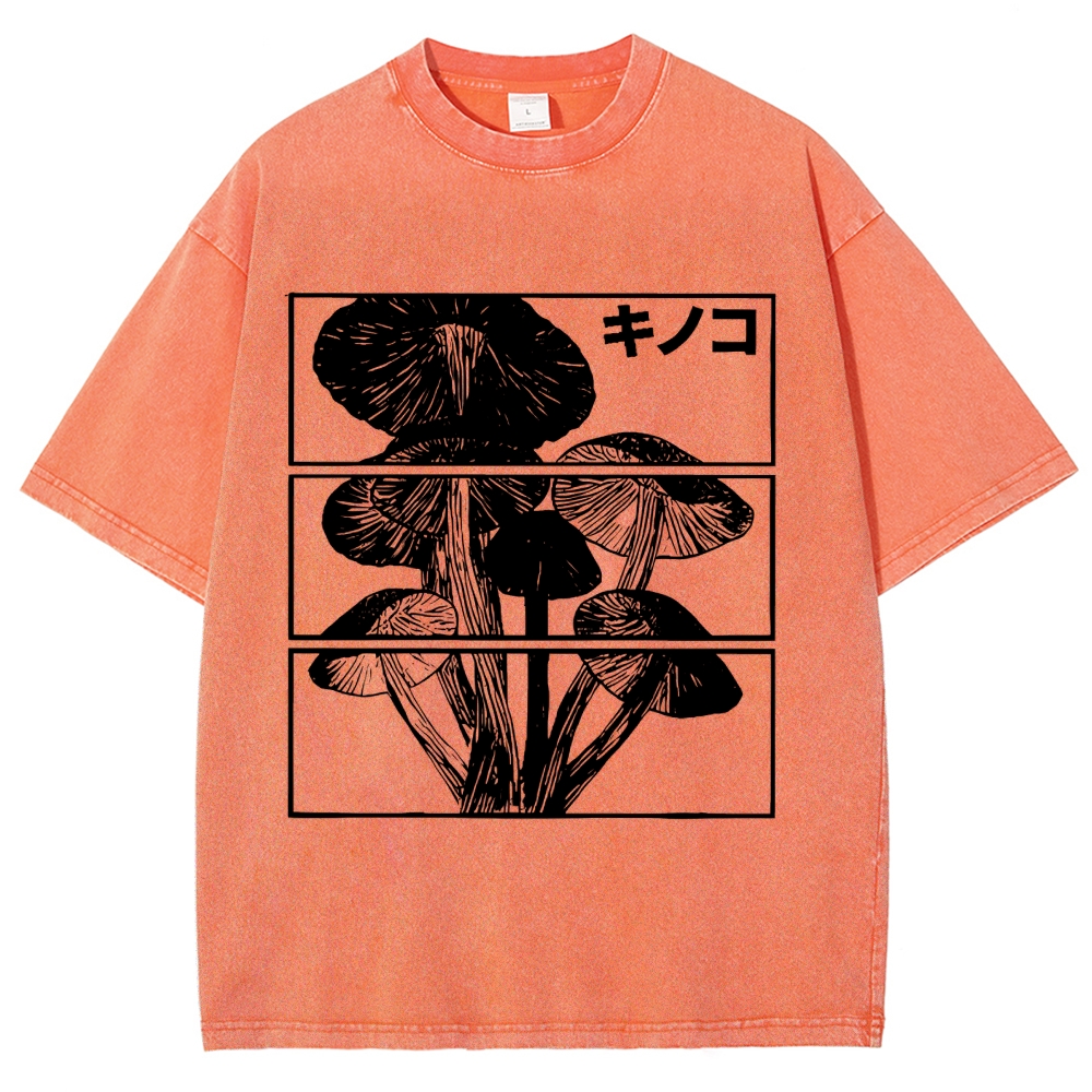 Japanese Mushrooms Washed T-Shirt