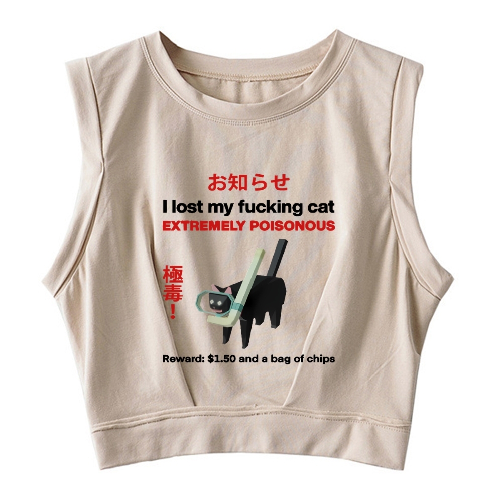 Find The Toxic Cat Funny Sleeveless Crop Top
