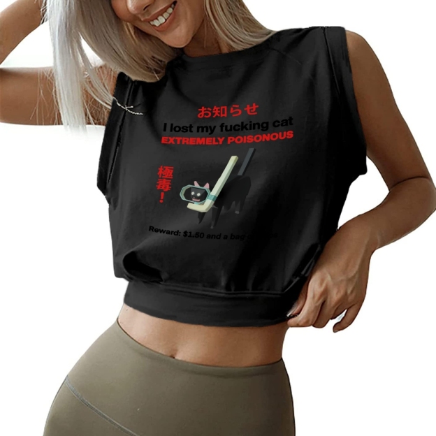 Find The Toxic Cat Funny Sleeveless Crop Top