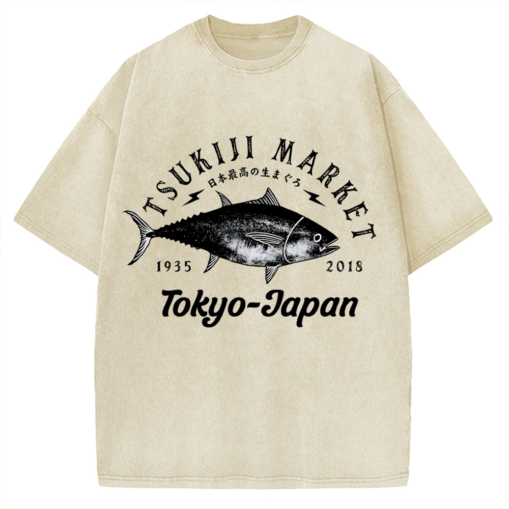 Tsukiji Fish Market Vintage Washed T-shirt