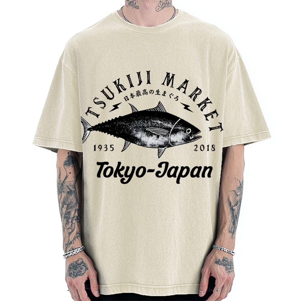 Tsukiji Fish Market Vintage Washed T-shirt