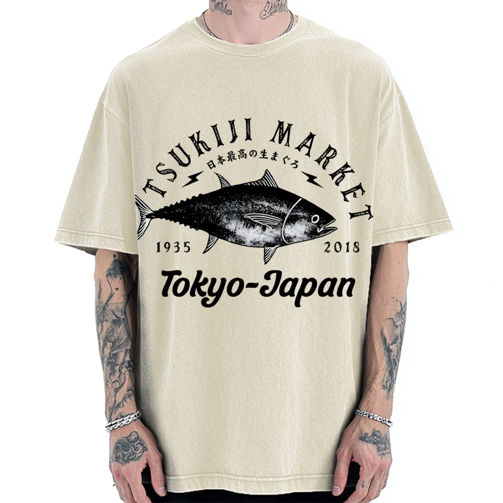 Tsukiji Fish Market Vintage Washed T-shirt