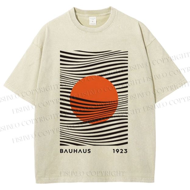 Unisex Geometric Waves Printed Washed Tee