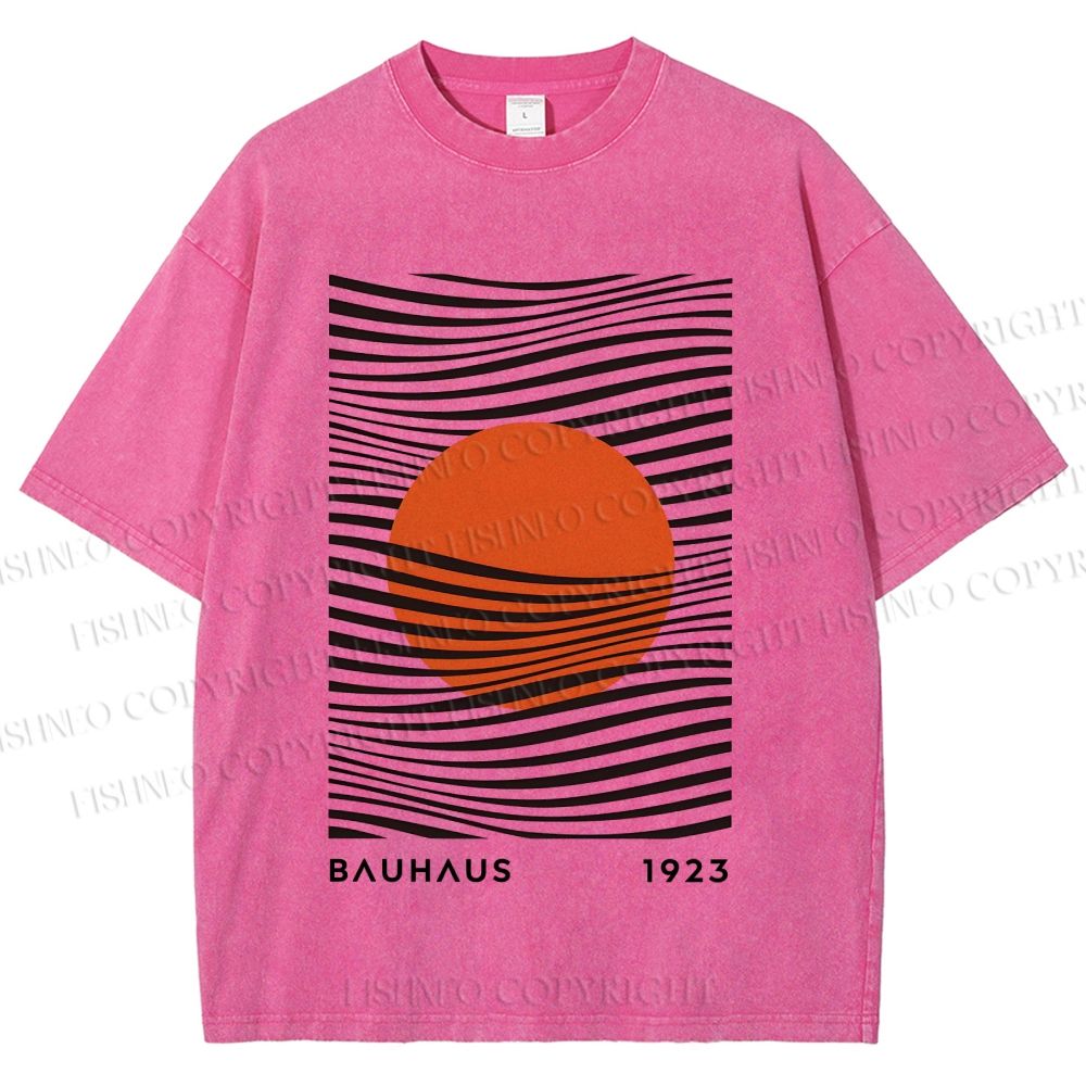 Unisex Geometric Waves Printed Washed Tee